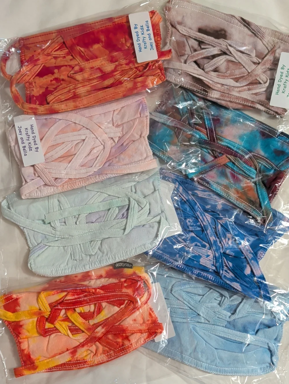 NWOT (004) Tultex Unisex Assorted Tie-Dye Face Masks Multi 8 Pack